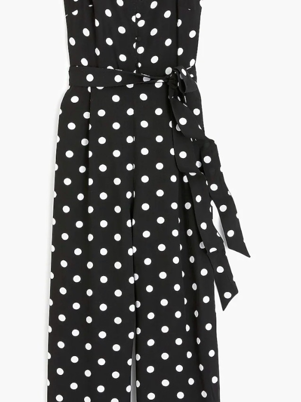 J. Crew Black and White Polka Dot Tie-Waist Maxi Dress